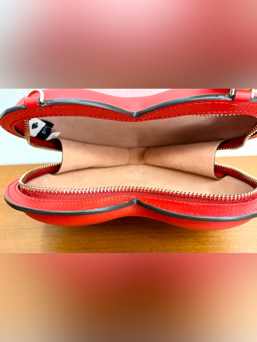 Kate Spade New York 3D Heart Crossbody Bag Italian Leather Red Hot Chili Chain - Picture 5 of 8